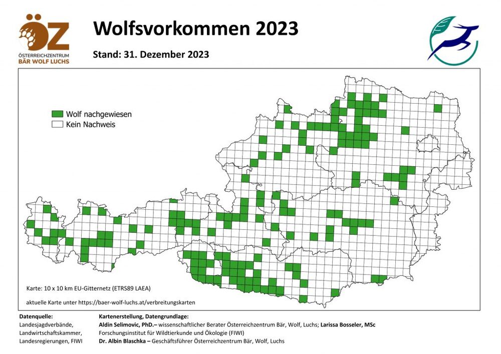 Wolfsvorkommen 2023 - Stand 31.12.2023