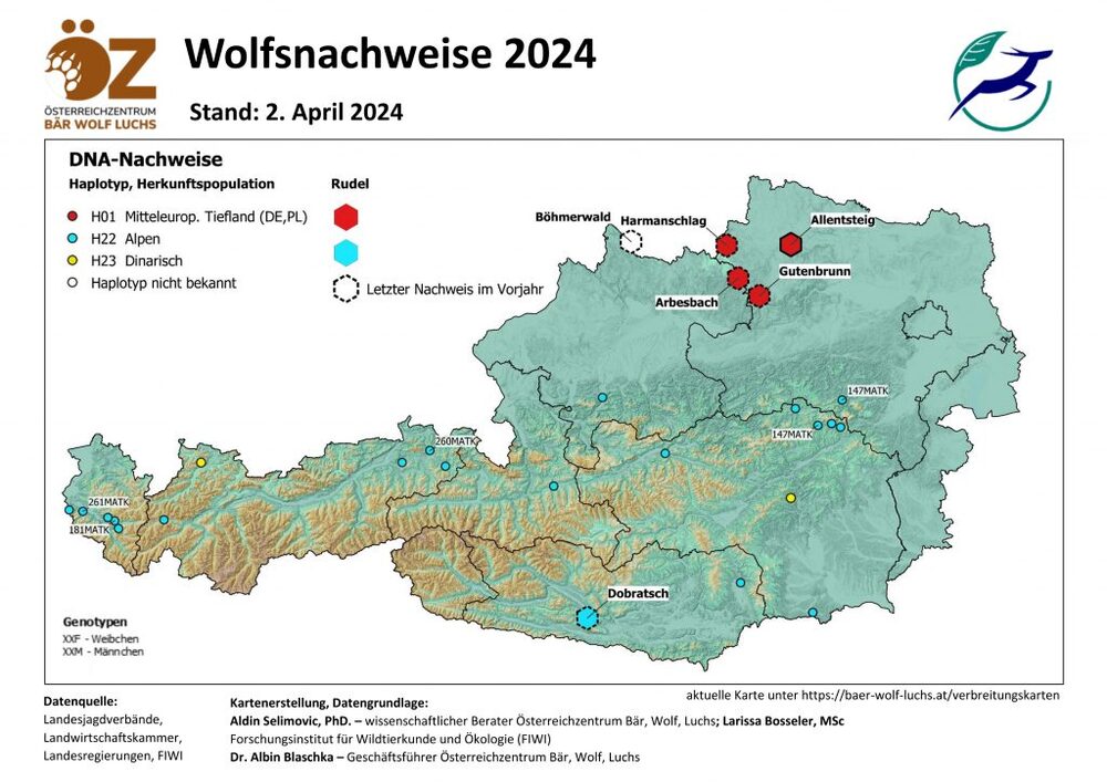 Wolfsnachweise Stand April 2024