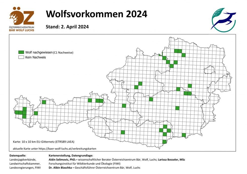 Wolfsvorkommen, Stand April 2024
