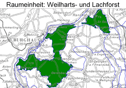 Karte: Raumeinheit Weilhart- und Lachforst