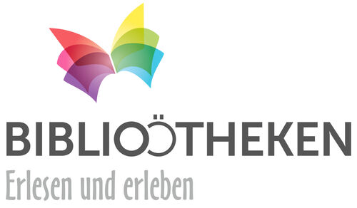 Schmetterlings-Logo der oberösterreichischen Bibliotheken.