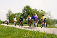 Donauradweg bei Naarn, Radfahrer Touristen 