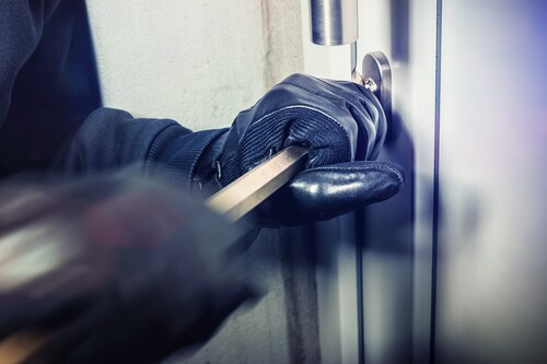 Einbrecher versucht Türe mit Brechstange zu öffnen