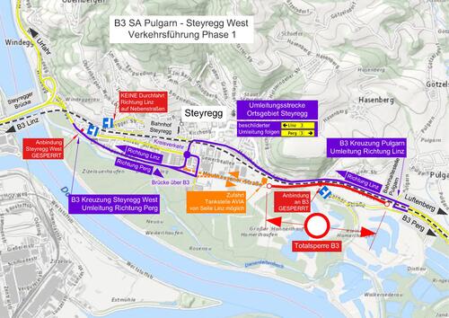 B3 SA Steyregg - Verkehr Phase 