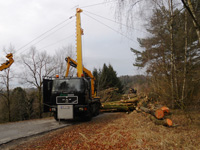 Holznutzung mittels Seilkran im Naarntal