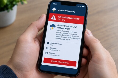 Unwetterwarnung auf Handy Unwetterwarnung auf Handy