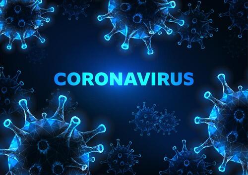 Abbildung vom Coronavirus samt dem Wort Coronavirus