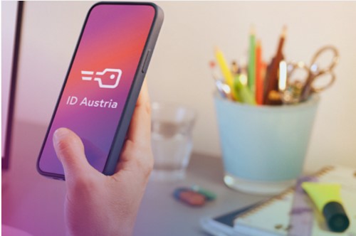 ID-Austria-Logo auf Handybildschirm ID-Austria-Logo auf Handybildschirm