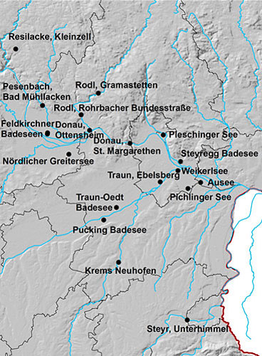 Landkarte der Seen im Linzer Umland 