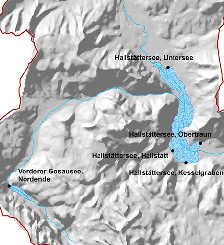 Landkarte des Großraumes Hallstättersee