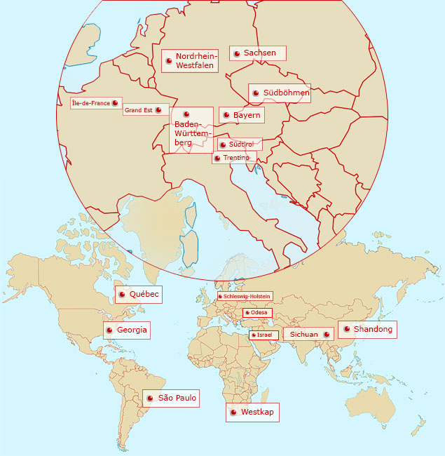 Weltkarte mit Partnerregionen Weltkarte mit Partnerregionen