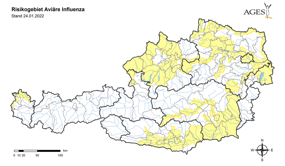 Bild vergrößern: Risikogebiete in Österreich Risikogebiete in Österreich