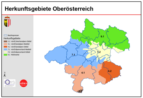 Herkunftsgebiete Oberösterreich