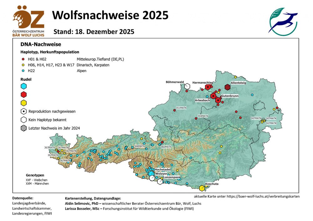 Wolfsnachweise Stand 18.12.2025