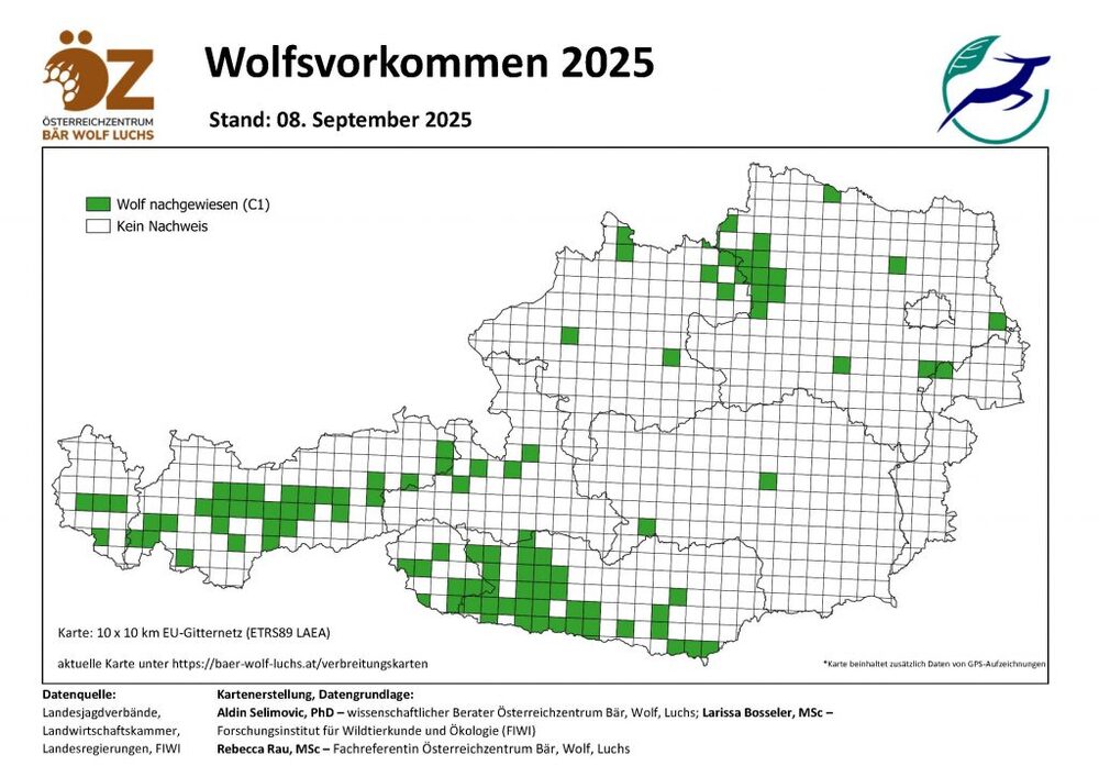 Wolfsvorkommen - Stand 08.09.2025