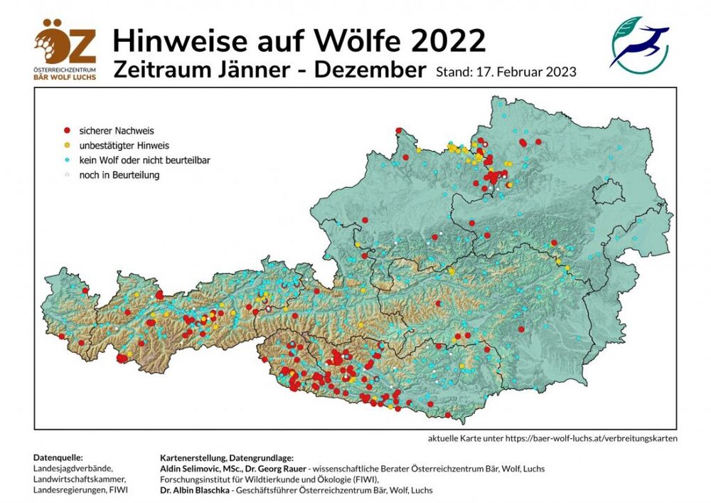 Hinweise auf Wölfe 2022 - Stand 17.02.23