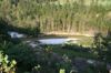 Blick vom Südende von St. Pankraz in die Teichlschlucht; Teichl mit großer, teils gehölzbestockter Schotterinsel mit Pioniervegetation mit Pestwurz und Strauchweiden 