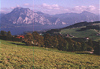 Blick vom Gmundnerberg Richtung Grasberg, Traunsee und Traunstein 