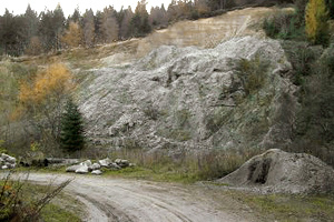 Steinbruch, derzeit stillgelegt, im Kobernaußerwald. 