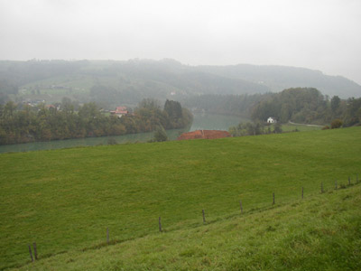Landwirtschaftlich genutzte Ennsterrassen, Konglomeratfelswand beim Ennsufer im Bereich Dürnbach