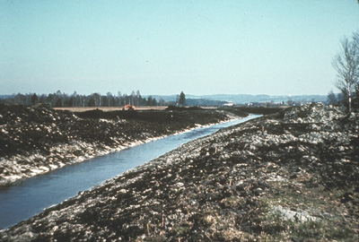 Baustelle der Moosach-Regulierung 1975