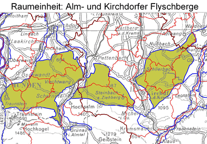 Karte: Raumeinheit Almtaler und Kirchdorfer Flyschberge