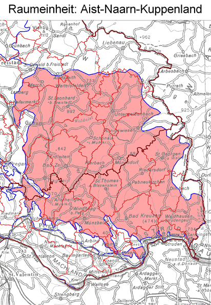 Karte: Raumeinheit Aist-Naarn-Kuppenland