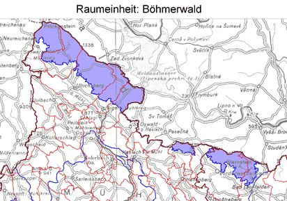 Karte: Raumeinheit Böhmerwald