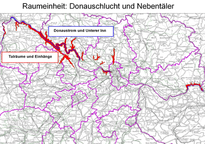 Karte: Raumeinheit Donauschlucht und Nebentäler