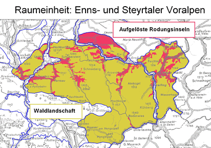 Karte: Raumeinheit Enns- und Steyrtaler Voralpen