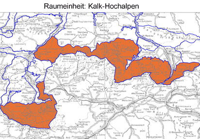 Karte: Raumeinheit Kalk-Hochalpen