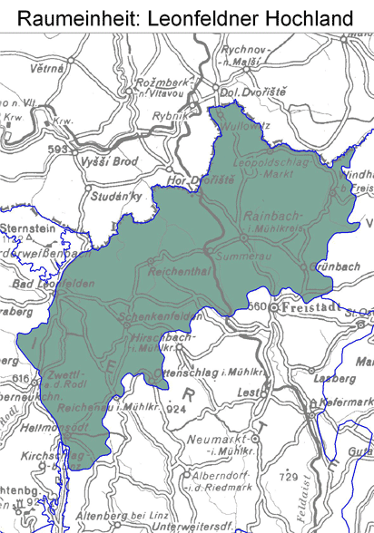 Karte: Raumeinheit Leonfeldner Hochland