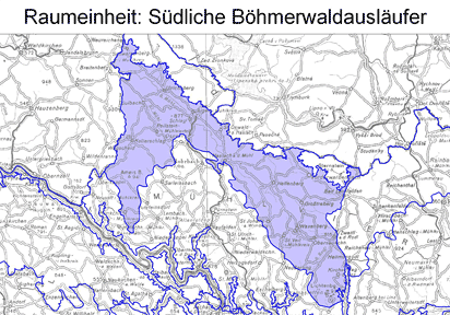 Karte: Raumeinheit Südliche Böhmerwaldausläufer