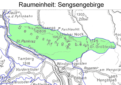 Karte: Raumeinheit Sengsengebirge