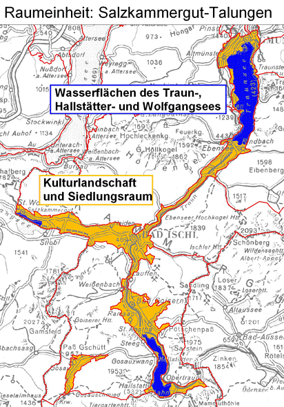 Karte: Raumeinheit Salzkammergut-Talungen