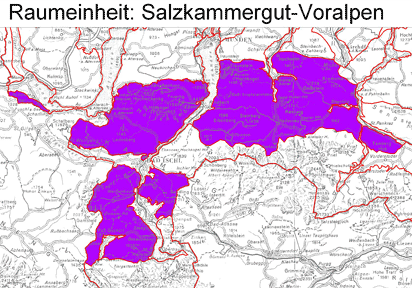 Karte: Raumeinheit Salzkammergut-Voralpen
