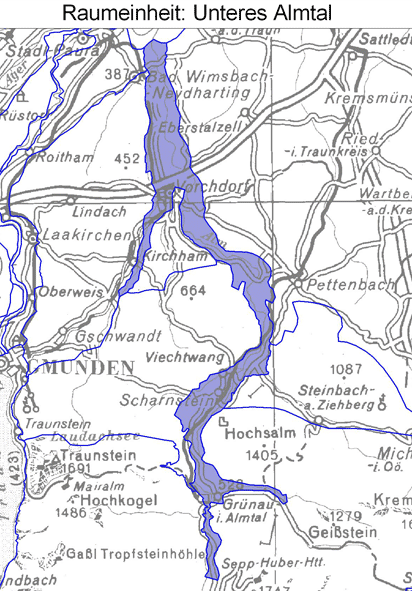 Karte: Raumeinheit Unteres Almtal