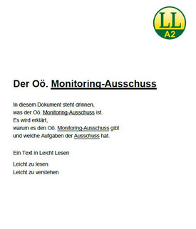 Broschüre Oö. Monitoringausschuss in Leicht Lesen
