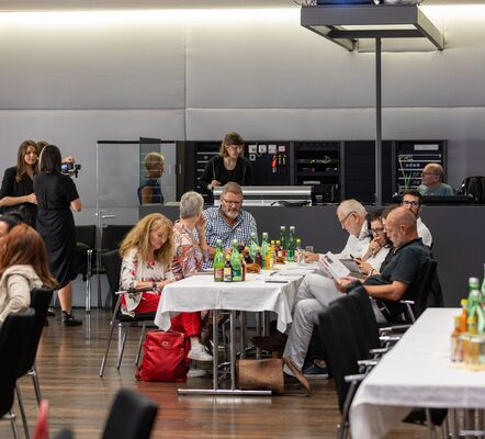 Besucher:innen und Regie der öffentlichen Sitzung