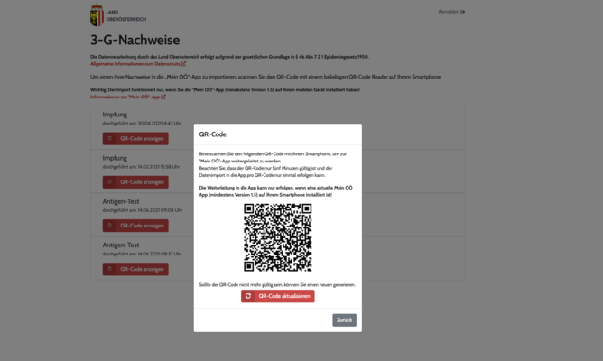 QR-Code zum Nachweis-Import scannen
