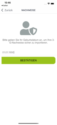 MeinOÖ App: Eingabe des Geburtsdatums