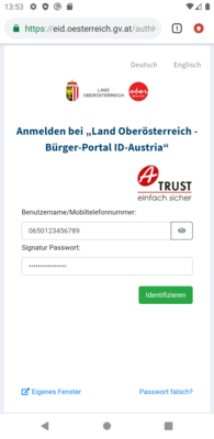 Per Handysignatur authentifizieren