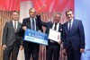 v.l.: Werner Pamminger (Business Upper Austria), JKU-Rektor Meinhard Lukas, COLOP-Chef Ernst Faber, Wirtschafts-Landesrat Markus Achleitner