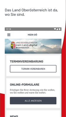 Startseite in der Mein OÖ App