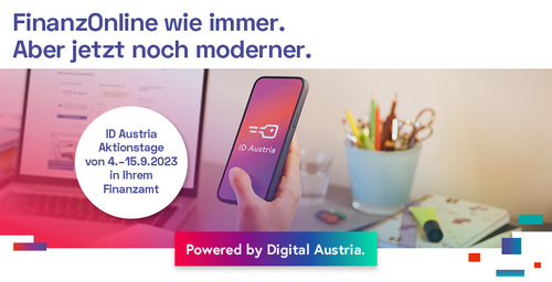 Werbebanner für ID Austria Aktionstage beim Finanzamt 