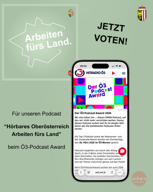 Werbung: Podcast Hörbares Oberösterreich – Ö3-Podcast-Award-Voting