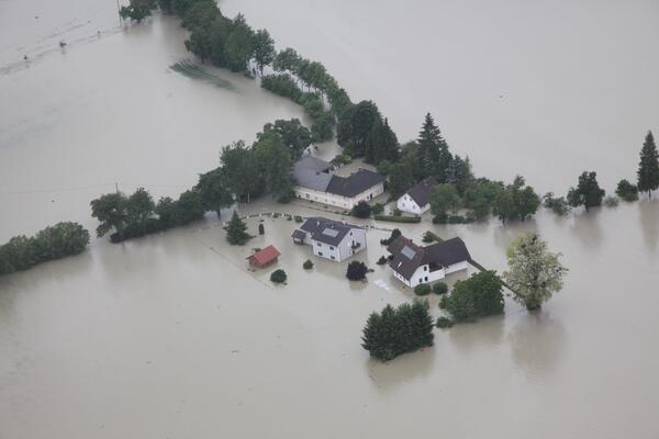 Luftaufnahme Hochwasser 2013 Urfahr Umgebung