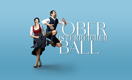 Illustration: ein Paar in Tracht tanzt neben den Worten 