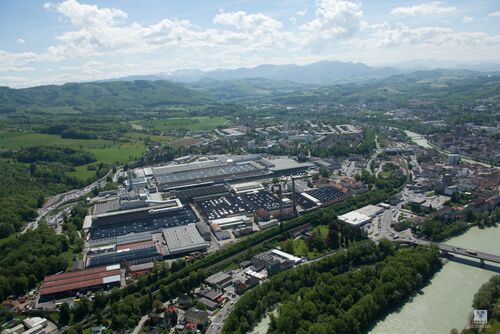 Flugaufnahme des Nutzfahrzeugwerkes in Steyr