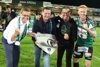 v.l.: Sport-Landesrat Markus Achleitner, SV-Ried-Finanzvorstand Roland Daxl, SV-Ried-Trainer Gerald Baumgartner und SV-Ried-Kapitän Thomas Reifetshammer.